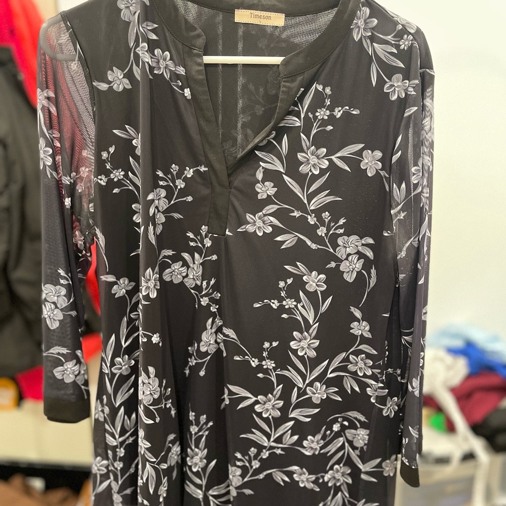 Tricotex Black Floral Women's Blouse